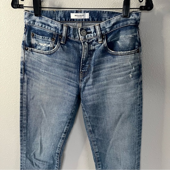 MOUSSY VINTAGE Edmond Cropped Skinny Jeans Blue Denim Distressed Casual Women 25 - Picture 4 of 11